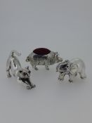 Collection of Three Silver Miniature Animals