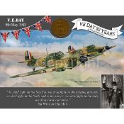 VE Day 80th Anniversary Designed Metal Art Coin Display Hurricane-2