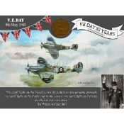 VE Day 80th Anniversary Designed Metal Art Coin Display Spitfire-1