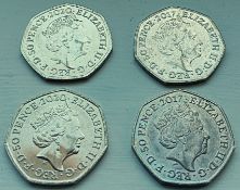 2 x 31 Jan 2020 Brexit 50p, 2 x 2017 Peter Rabbit 50p Coins