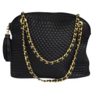Bally Bag Handbag Leather Black Authentic