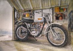 BSA C15 Trials Bike 1960' Classic Nostalgic Motorbike Large Metal Wall Art