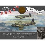 VE Day 80th Anniversary Designed Metal Art Coin Display Wellington Bomber