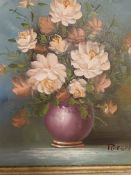 Still Life Vase of Flowers By Robert Cox Oil Painting
