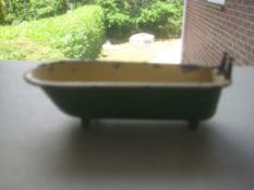 Vintage Dolls House Green Metal Bath