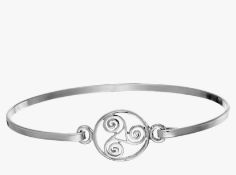Silvery Celtic Triskele Sterling Silver Bangle
