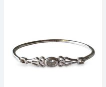 Sterling Silver Celtic Cubic Zirconia Bangle