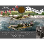 VE Day 80th Anniversary Designed Metal Art Coin Display Spitfire 2