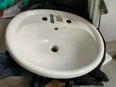 Oval Ceramic Sink With Two Tap Holes Around 450mm