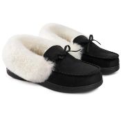 10 x HomeIdeas Black Fur Trim Slippers - New - RRP £249.90