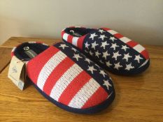 Job Lot 10 x Men's Dunlop, ÒUSA Stars and StripesÓ Memory Foam, Mule Slippers, Size M (8/9)
