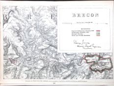 Brecon Beacons Wales Boundary Commission 157-Year-Old Antique Map.