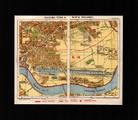 London District Canning Town & Woolwich Mounted Antique Map.