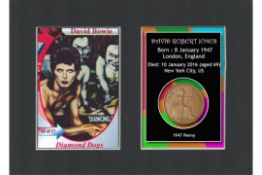 David Bowie Diamond Dogs Mounted Original 1947 Penny Metal Display Gift Set-2.