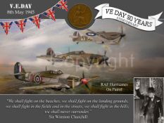 VE Day 80th Anniversary Designed Metal Art Coin Display Hurricanes Group Patrolling