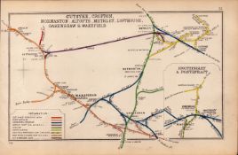 Wakefield Pontefract Yorkshire Antique Railway Junctions Diagram Map-52.
