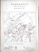 Bangor Carnarvon Wales Boundary Commission 157-Year-Old Antique Map.