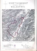 Welshpool Powys Wales Boundary Commission 157-Year-Old Coloured Antique Map.