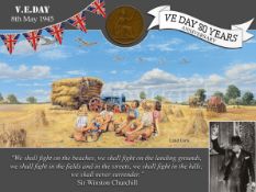 VE Day 80th Anniversary Designed Metal Art Coin Display The Land Army