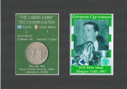 Jock Stein Celtic FC European Cup Mount & Original Coin Metal Art Display Set