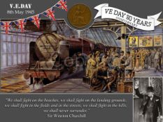 VE Day 80th Anniversary Designed Metal Art Coin Display London Evacuees