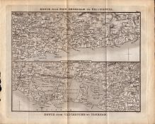 Route New Shoreham To Chichester & Fareham 197 Year-Old Antique Map.