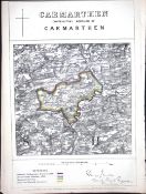 Carmarthen Town & District Wales Boundary Commission 157-Year-Old Antique Map.