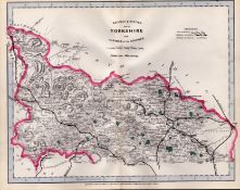 West Yorkshire Riding Cruchley Scarce Antique Railways & Stations Coloured Map.