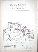 Holyhead Anglesey Wales Boundary Commission 157-Year-Old Coloured Antique Map.