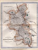 Buckinghamshire Cruchley Scarce Antique Railways & Stations Coloured Map.