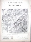 Carnarvon Town & District Wales Boundary Commission 157-Year-Old Coloured Antique Map.