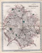 Herefordshire Cruchley Scarce Antique Railways & Stations Coloured Map.