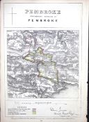 Pembroke Town & District Wales Boundary Commission 157-Year-Old Coloured Antique Map.