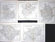 Job-Lot of 14 Antique Steel Engraved 180 Years-Old Maps of Wales 1845.