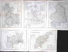 Job-Lot of 28 Antique Steel Engraved 180 Years-Old Maps of England 1845.
