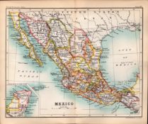 Mexico Double Sided Victorian 126 Years-Old Antique 1896 Map.