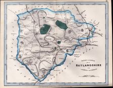Rutlandshire Cruchley Scarce Antique Railways & Stations Coloured Map.