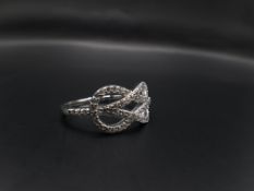 Silver Ladies Knot Ring Set With CZ