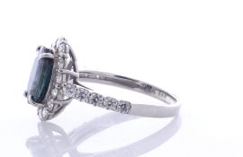 Platinum Oval Cluster Claw Set Diamond and Sapphire Ring (S2.45) 0.94 Carats
