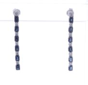 14ct White Gold Diamond and Sapphire Earrings (S1.00) 0.75 Carats