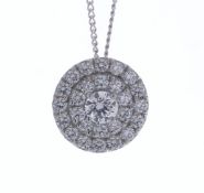 Platinum Round Cluster Claw Set Diamond Pendant and Chain (D0.34) 1.08 Carats