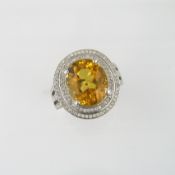 A Restored Citrine and Diamond Cocktail Ring