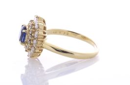 18ct Yellow Gold Oval Cluster Claw Set Diamond and Sapphire Ring (S0.81) 0.79 Carats