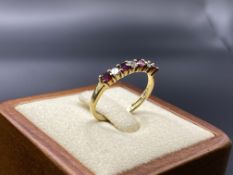 18ct Gold, Ruby & Diamond Half Eternity Ring Size N