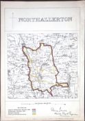 Northallerton Yorkshire Boundary Commission 157-Year-Old Coloured Antique Map.