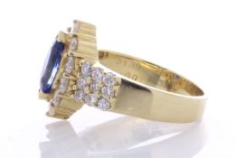 18ct Yellow Gold Marquise Cluster Claw Set Diamond and Sapphire Ring (S1.00) 1.39 Carats