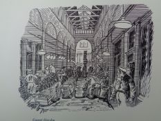 Edward Bawden CBE RA Original Vintage Historic Lithograph of London Covent Garden ( Mary Poppins...