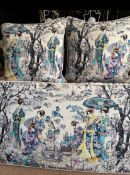 “Japanese Garden” Design By Osborne & Little Bench Seat Pad & 2 Cushions