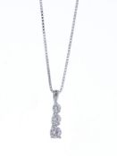 Platinum Three Stone Claw Set Diamond Pendant and Chain 0.50 Carats