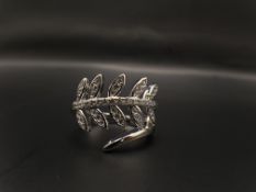 Silver Ladies Leaf Ring Set With CZ